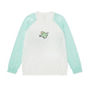 Colorblock Four-Leaf Clover Knitted Long Sleeves