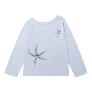Lightweight Starfish Print Light Blue Long Sleeves