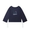 Navy Blue Dog Print Crew Neck Long Sleeves