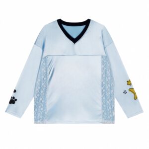 Oversized Blue V-Neck Long Sleeves